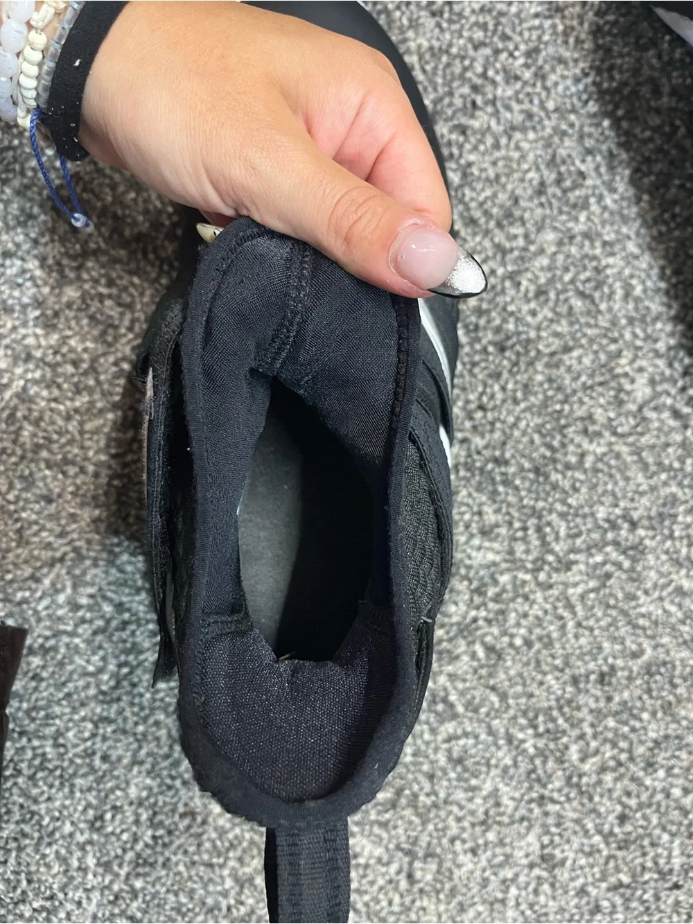 Nike Kids/Womens Black and White Velcro Slip-On Basketball Shoes